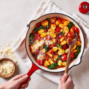 10 min creamy chorizo Gnocchi with spinach
