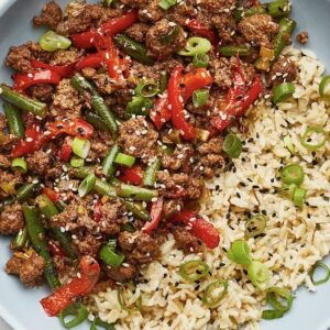 Sticky beef sesame stir-fry